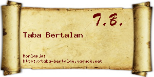 Taba Bertalan névjegykártya